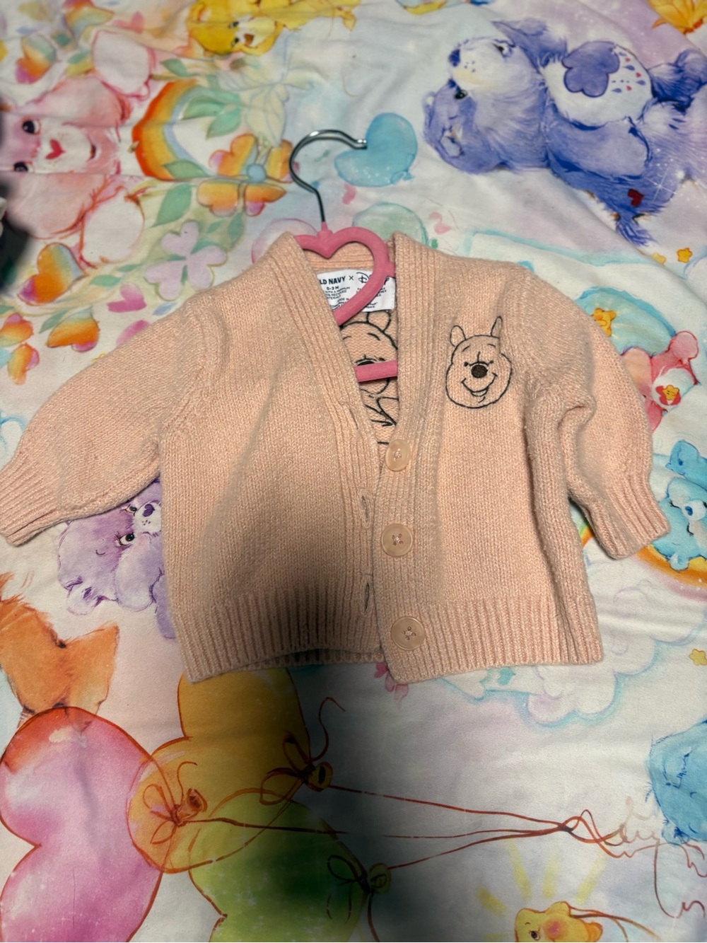 7/$30 Old Navy Peach Knit Winnie the Pooh Cardigan